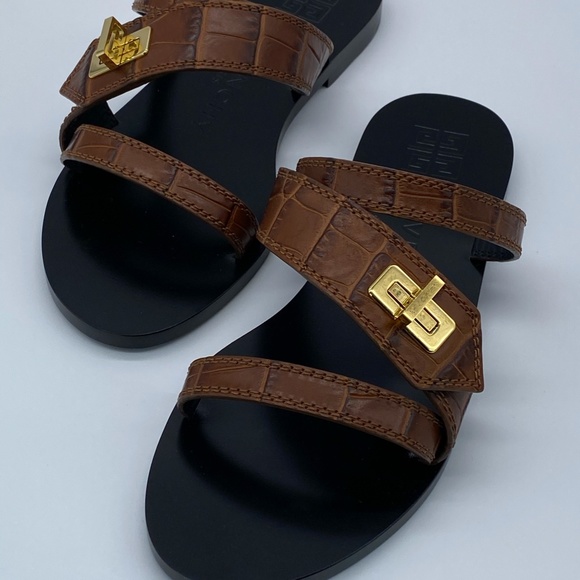 Givenchy Eden Croc-Embossed Leather Slides - Picture 4 of 9